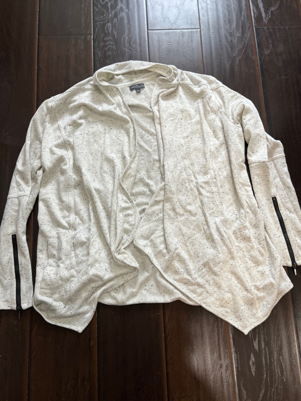 Market & Spruce White and Black Draped Open Front Cardigan, size XL